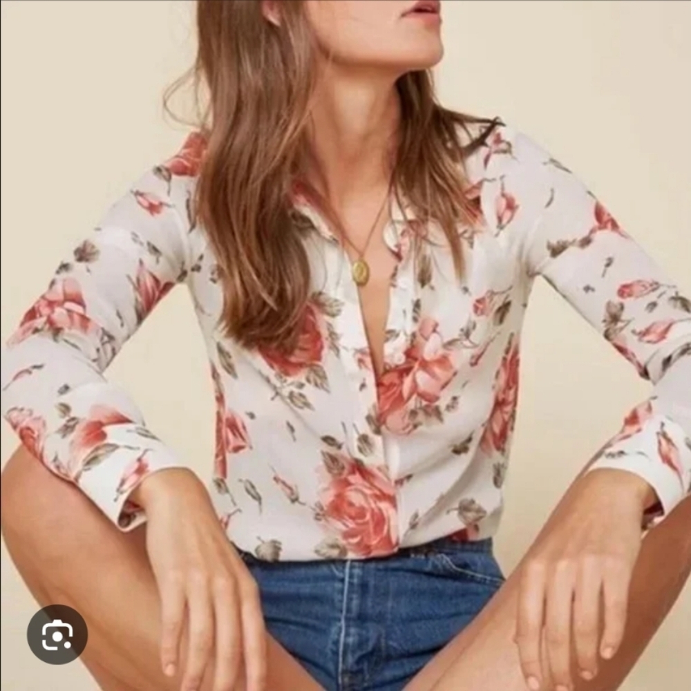 Reformation Violent Button Down Top Small Primros… - image 1